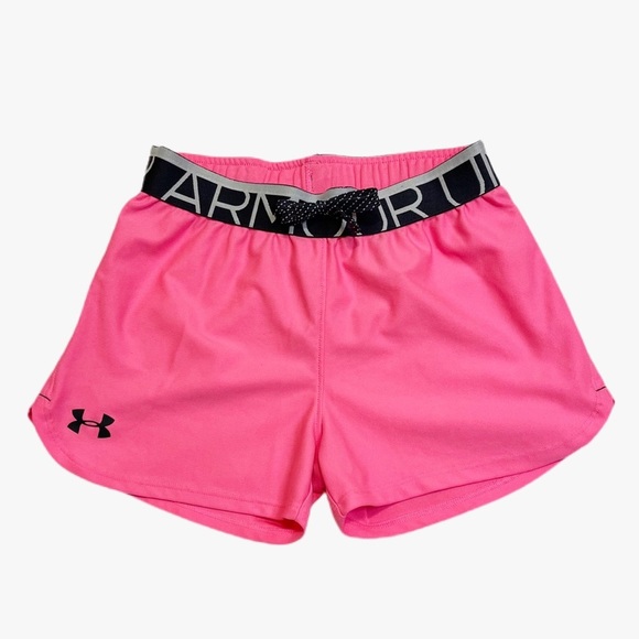Under Armour Pink and Black Athletic Shorts Girls Size Medium - Picture 1 of 8